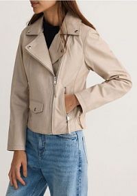 Skórzana ramoneska Reserved beżowa YH513-02X