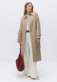 Trencz oversize z paskiem Reserved beżowy YH593-08X