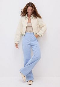 Bawełniana kurtka z kołnierzykiem Reserved biała damska YT391-01X