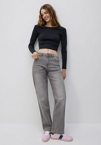 Bawełniany longsleeve Reserved szary damski ZR660-90X