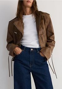 Ramoneska oversize z wiązaniami Reserved brązowa ZR687-88X