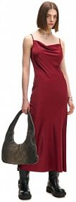 Satynowa bordowa sukienka midi Cropp czerwona