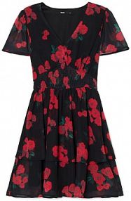 Sukienka mini w róże Cropp czarna