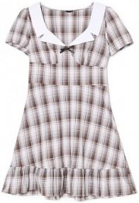Sukienka mini w kratę z kołnierzykiem Cropp