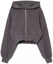 Krótka bluza z kapturem Cropp szara damska