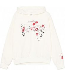 Bluza hoodie z motywem muzycznym Cropp biała damska