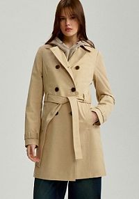 Dopasowany trencz z paskiem i podszewką jasno House beżowy 230CH-12X