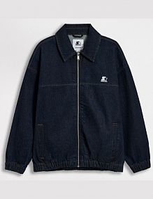 Kurtka jeansowa bomber dad fit UNISEX z haftem Starter House granatowa 378CH-59J