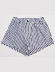 Luźne bokserki w niebieskie paski z ozdobna metką Starter House damskie 704DP-MLC