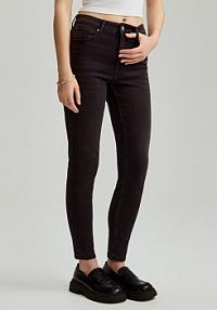 Jeansy skinny fit z wysokim stanem House czarne damskie 937CK-99J