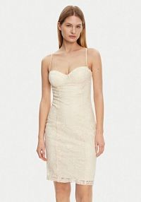 Sukienka koktajlowa Guess beżowa 
