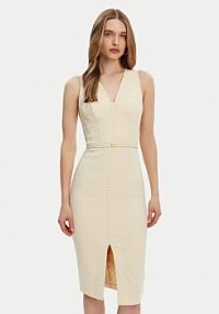 Sukienka koktajlowa Elisabetta Franchi żółta AB-706-51E2-DC7 Żółty Slim Fit