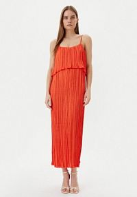 Sukienka letnia LOLA CASADEMUNT pomarańczowa MS2516003  Regular Fit