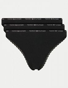 Stringi Tommy Hilfiger czarne Komplet 3 par stringów