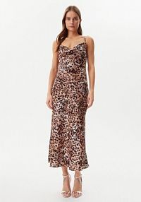 Sukienka codzienna Guess brązowa 