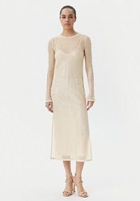 Sukienka koktajlowa PINKO beżowa 