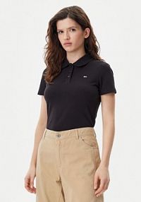 Koszulka polo Tommy Jeans czarna damska 