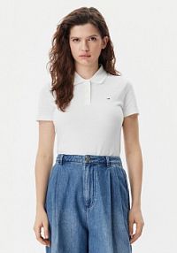 Koszulka polo Tommy Jeans biała damska 