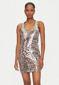 Sukienka codzienna Guess brązowa 