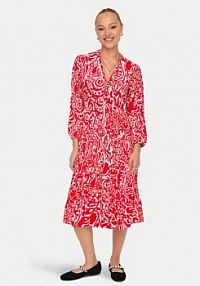 Sukienka ONLY czerwona Koszulowa Milana 15308233  Loose Fit
