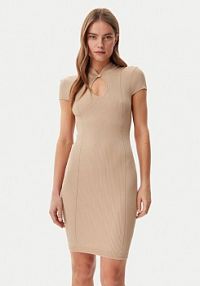 Sukienka dzianinowa Guess brązowa 