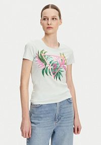 T-shirt Guess turkusowy damski 