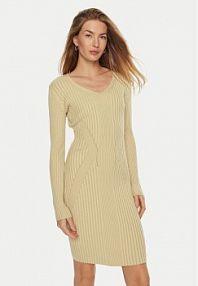 Sukienka dzianinowa Guess beżowa 