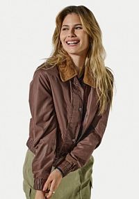 Kurtka skórzana ONLY brązowa damska Z imitacji skóry