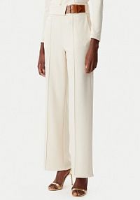 Spodnie eleganckie Rinascimento beżowe damskie Materiałowe