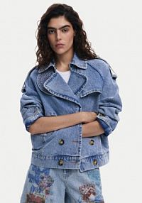 Kurtka jeansowe Desigual niebieska damska Jeansowa Ontario 25SWED57  Regular Fit