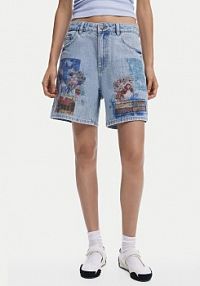 Szorty jeansowe Desigual niebieskie Inidan 25SWDD24  Straight Fit