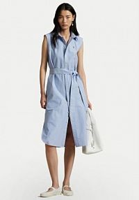 Sukienka Polo Ralph Lauren niebieska Koszulowa