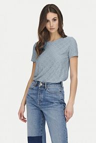 T-shirt JDY niebieski jasny damski 15158450 Błękitny Regular Fit