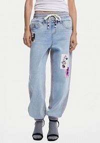Jeansy Desigual niebieskie damskie Mnnie 25SWDD72  Loose Fit