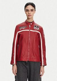 Kurtka skórzana PINKO czerwona damska 