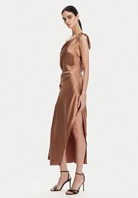 Sukienka koktajlowa PINKO brązowa 