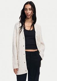 Kardigan Desigual kremowy Montreal 24WWJF12 Écru Loose Fit
