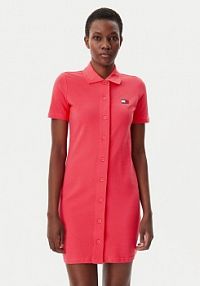 Sukienka codzienna Tommy Jeans różowa Koszulowa