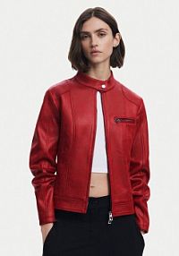Kurtka skórzana Desigual czerwona damska 