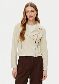 Kurtka skórzana Vero Moda beżowa damska Z imitacji skóry