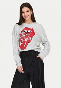 Bluza przez głowę ONLY szara Rolling Stones 15345927  Regular Fit