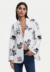 Żakiet Desigual biały Marynarka 25SWEW15  Regular Fit