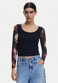 Bluzka Desigual czarna damska Flint 25SWTK93  Slim Fit