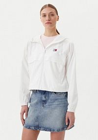 Kurtka przejściowa Tommy Jeans biała damska Wiatrówka Essential DW0DW20672  Relaxed Fit