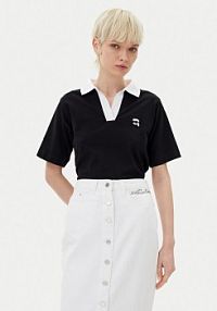 Koszulka polo KARL LAGERFELD czarna damska 