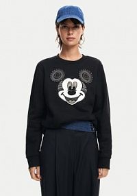 Bluza przez głowę Desigual czarna Mickey Yeah! 24WWSK10  Regular Fit