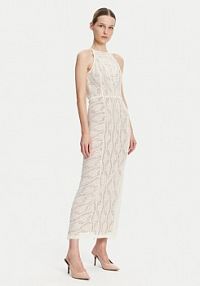 Sukienka koktajlowa Guess beżowa 