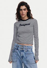 Bluzka Desigual czarna damska 25SWTK85  Regular Fit