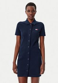 Sukienka codzienna Tommy Jeans granatowa Koszulowa