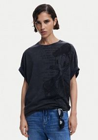 T-shirt Desigual szary damski Donald 25SWTKAH  Loose Fit